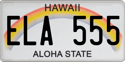 HI license plate ELA555