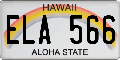 HI license plate ELA566