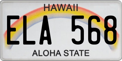 HI license plate ELA568