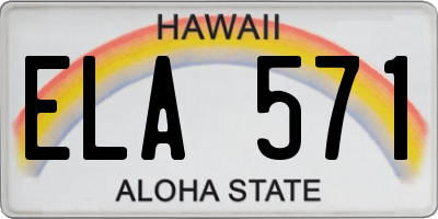 HI license plate ELA571