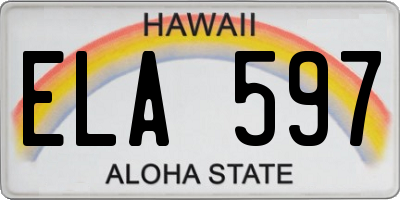HI license plate ELA597
