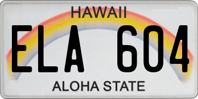 HI license plate ELA604