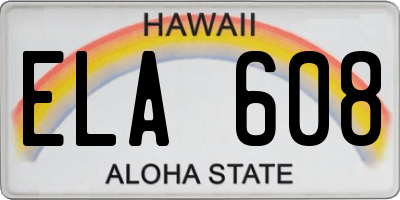 HI license plate ELA608