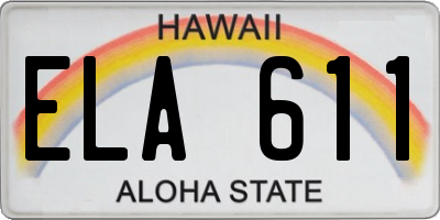 HI license plate ELA611