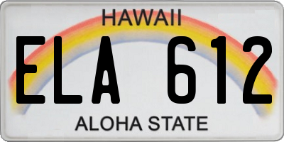 HI license plate ELA612