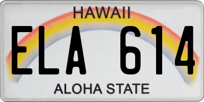 HI license plate ELA614