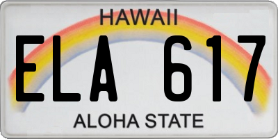 HI license plate ELA617