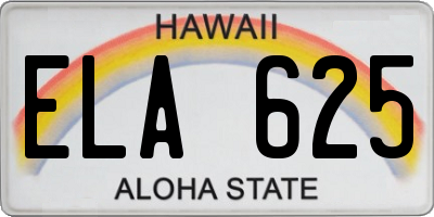 HI license plate ELA625