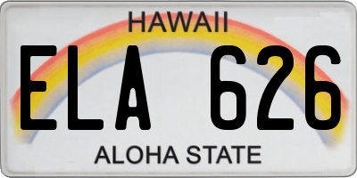 HI license plate ELA626