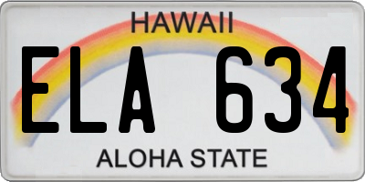 HI license plate ELA634