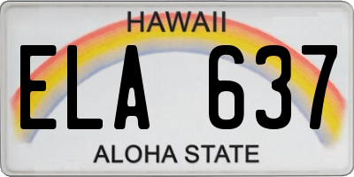 HI license plate ELA637