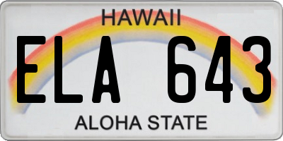 HI license plate ELA643