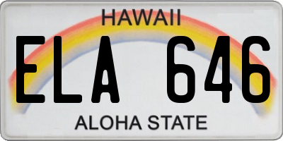 HI license plate ELA646