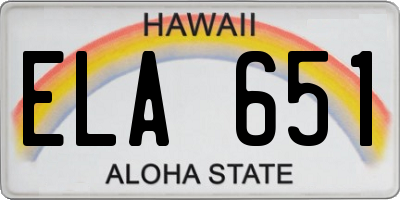 HI license plate ELA651
