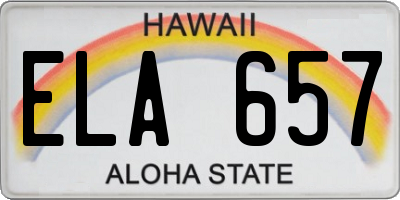 HI license plate ELA657