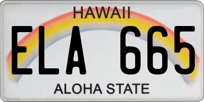 HI license plate ELA665