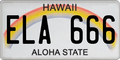 HI license plate ELA666