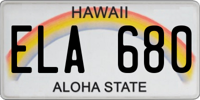 HI license plate ELA680