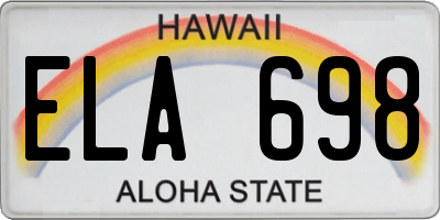 HI license plate ELA698