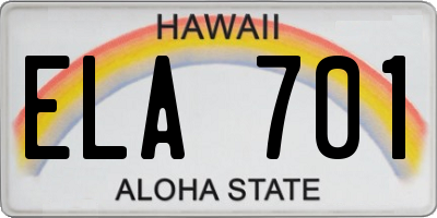 HI license plate ELA701