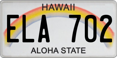 HI license plate ELA702