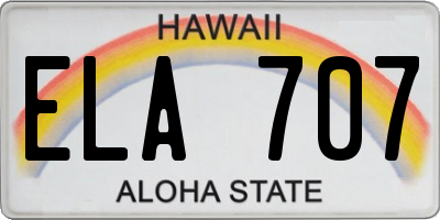 HI license plate ELA707