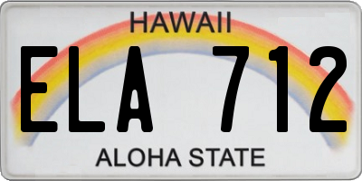 HI license plate ELA712
