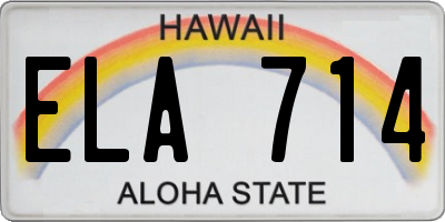 HI license plate ELA714