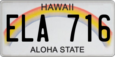 HI license plate ELA716