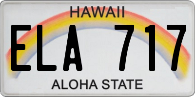HI license plate ELA717