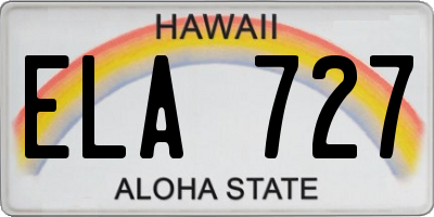 HI license plate ELA727