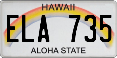 HI license plate ELA735