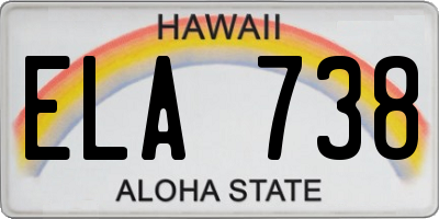 HI license plate ELA738