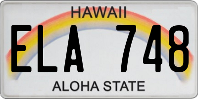 HI license plate ELA748