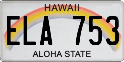 HI license plate ELA753