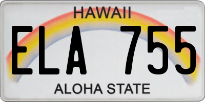 HI license plate ELA755