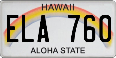 HI license plate ELA760