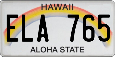 HI license plate ELA765