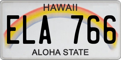 HI license plate ELA766