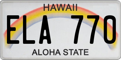 HI license plate ELA770