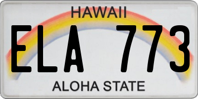 HI license plate ELA773