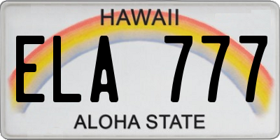 HI license plate ELA777