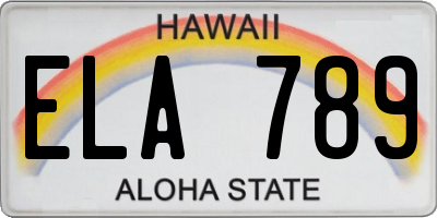HI license plate ELA789