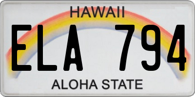 HI license plate ELA794