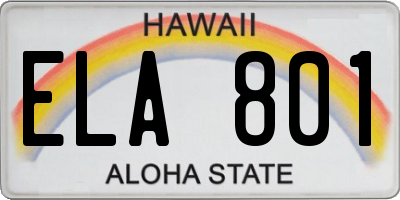 HI license plate ELA801