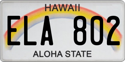 HI license plate ELA802