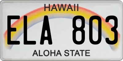 HI license plate ELA803