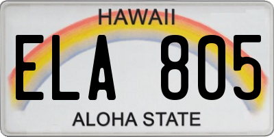 HI license plate ELA805