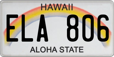 HI license plate ELA806