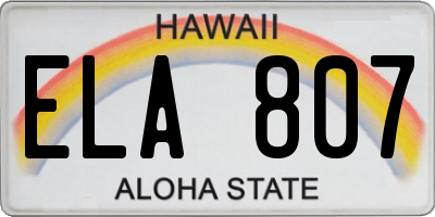 HI license plate ELA807